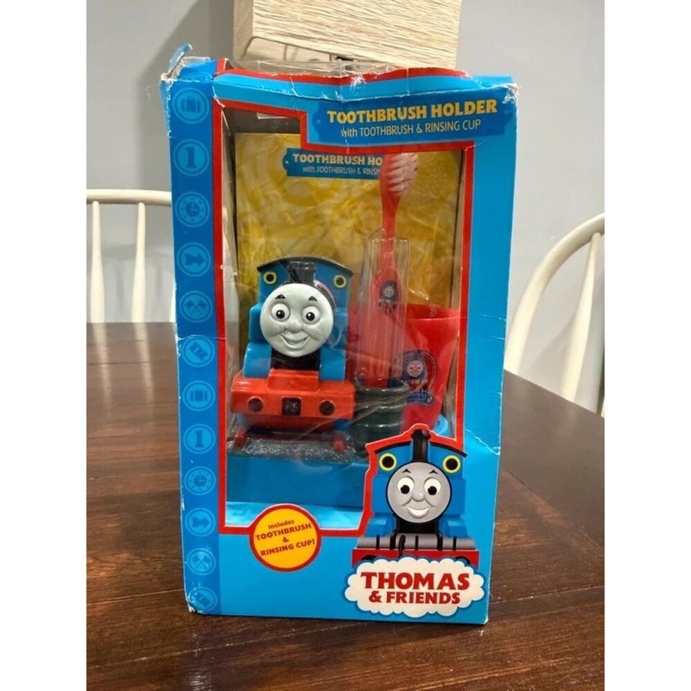 2006 Thomas & Friends Toothbrush Holder Set with Toothbrush Rinsing Cup Boxed